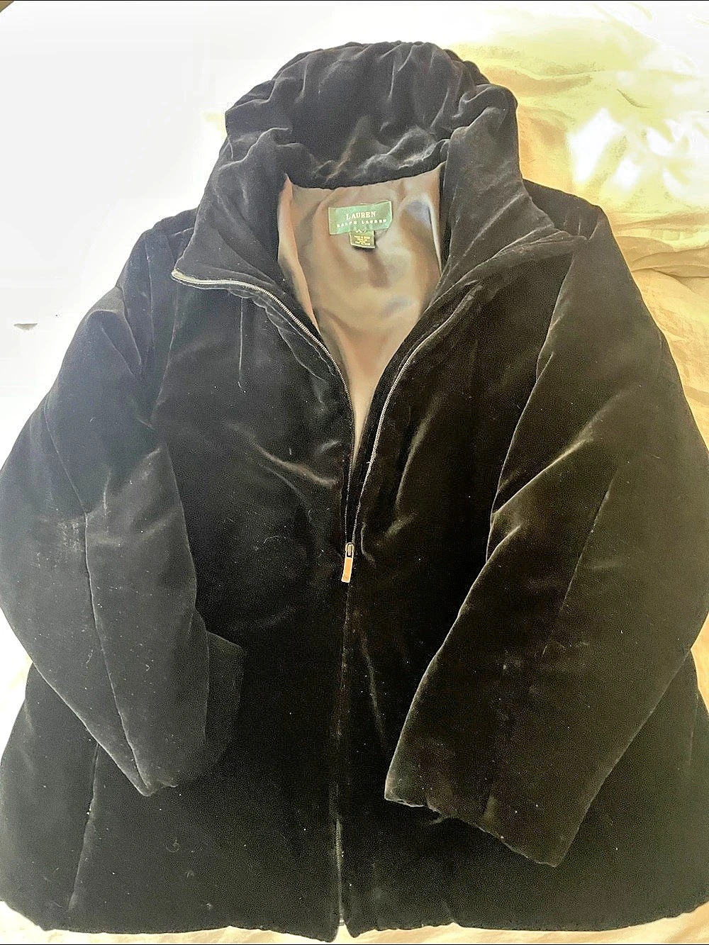 Ralph Lauren Black Velvet Puffer Jacket